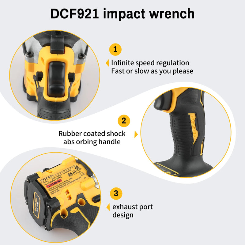 DEWALT DCF921 ATOMIC 20V MAX 1/2 - inch Cordless Impact Wrench: Variable Speed, Built - in Charging, Comes - View 3 | SAMAG
