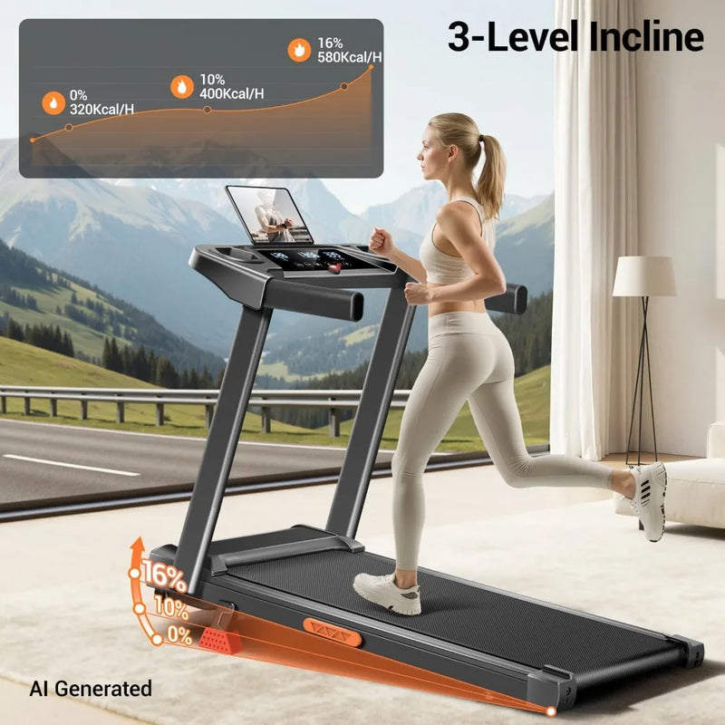 Foldable 16% Incline Treadmill, Portable for Home | SAMAG