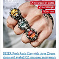 BEIER Stainless steel Cool Unique Black Stone Ring Titanium Steel Retro Old Totem Jewelry For Man Factory Price Sale BR8-334
