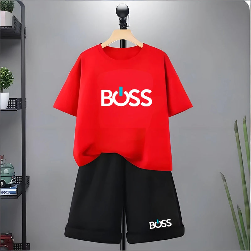 Kids Tshirt Summer 3-12 Years Letter Fashion T-shirt Boys Girls Toddler Short-sleeved+Shorts Casual Cool Sports Set clothing