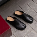 New Genuine Leather Cowhide Women Mules, Split Toe Slip-on Women Slippers,Fashion Flats Women Shoes
