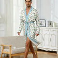 Men's lightweight quick-drying pajama bathrobe - 3D digital printing, non-fading design, stand-up collar and adjustable waistban