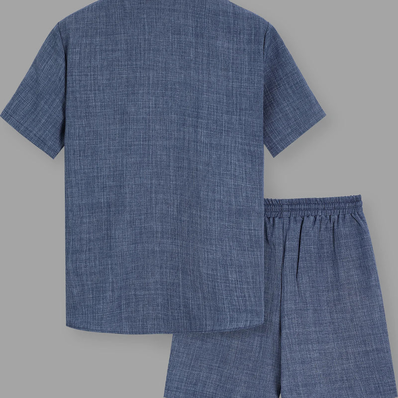 Summer Men's Cotton Linen Texture Lapel Short Sleeve | SAMAG