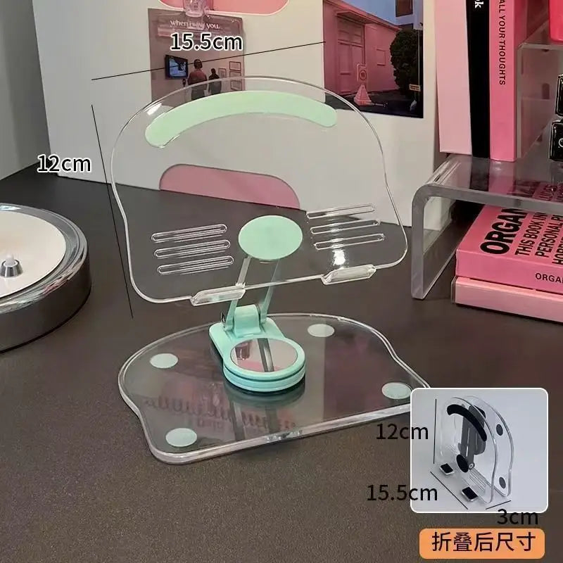 New Transparent Acrylic Tablet Stand, Foldable, Rotatable, Height-Adjustable, Multifunctional Desktop Non-Slip Tablet Support