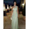 EGS Customized A-line Light Green Floral Embroidery Prom | SAMAG