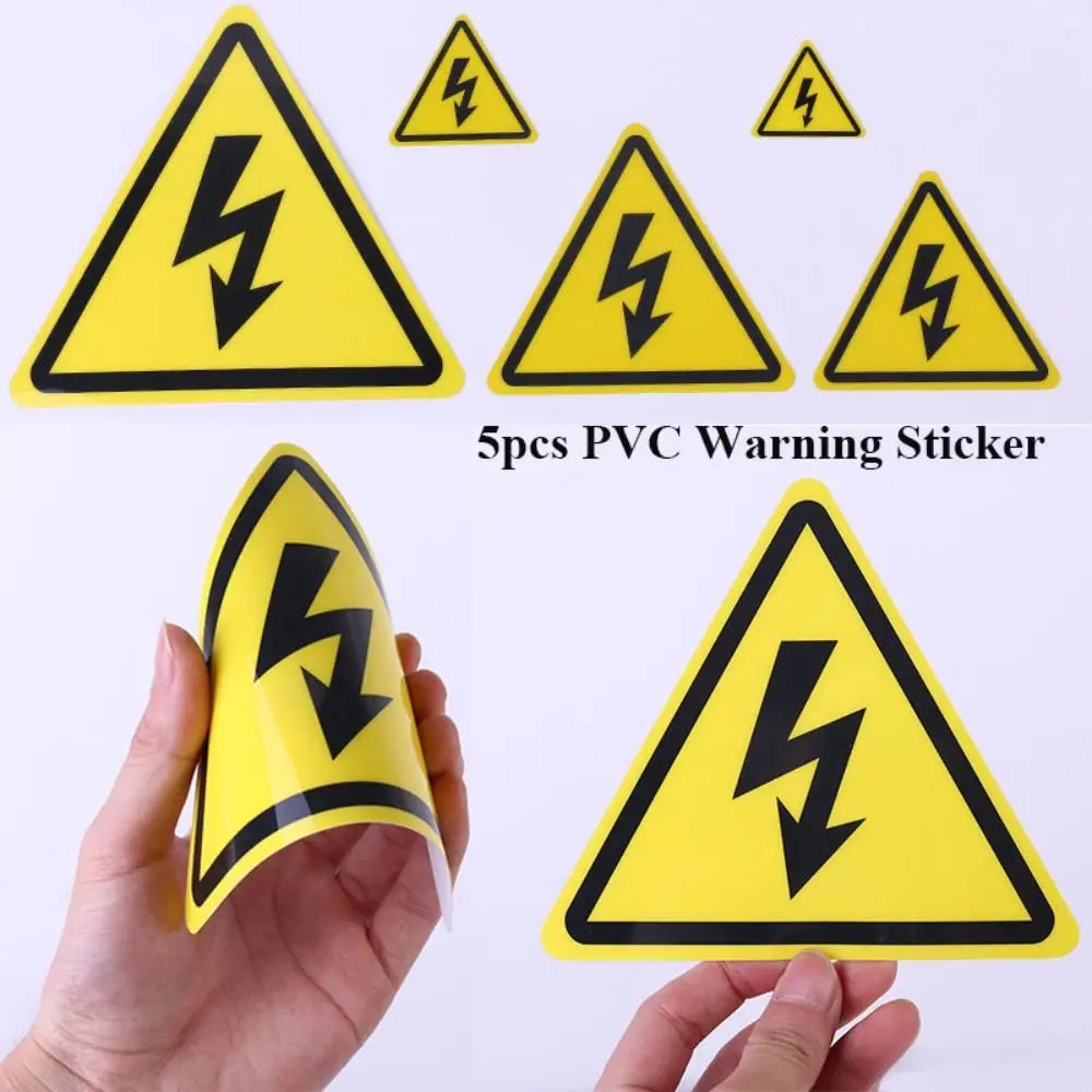 5pcs Yellow Warning Sticker 3.6/5/8/10/15cm Accessories Electrical Shock Hazard Danger Notice Danger Forelectric Box