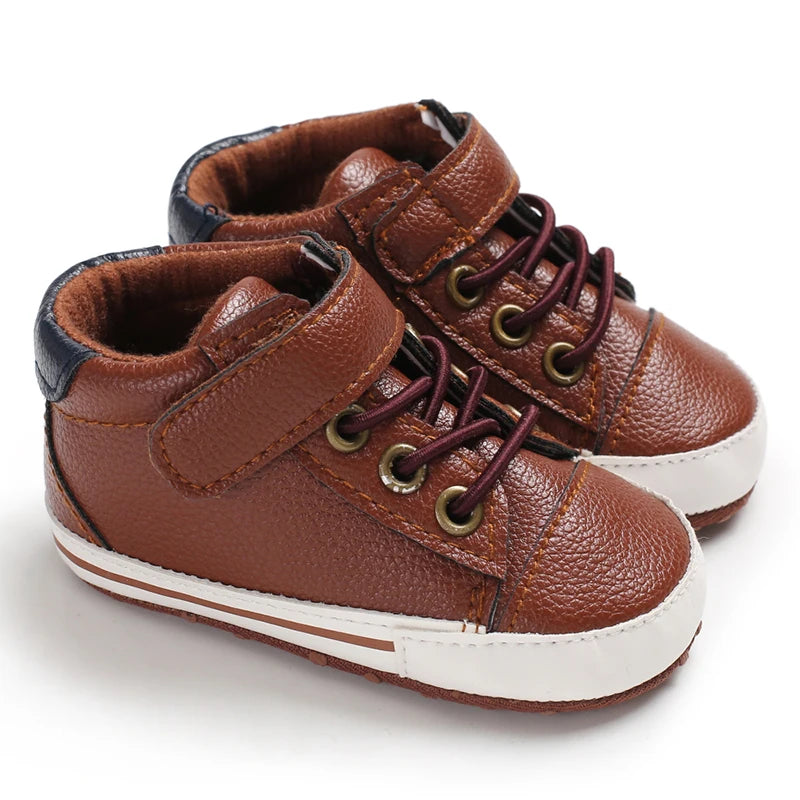 Brown Baptismal Baby Shoes For Boys And Girls Casual Soft Soled Non Slip Baby Shoes For 0-18 Months Baby Walking Shoes