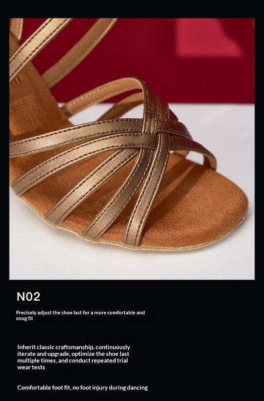 Women‘s Heel Latin Dance Shoes Flare/Cone Heel - Flexible Suede Sole for Ballroom, Cha Cha, Salsa|Practice & Performance