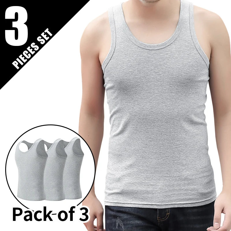 9/5/3 Pack Men's Four Seasons Pure Color Simple Joker Fashion Vest Loose Sports Running Fitness Mountaineering Top Teenager T