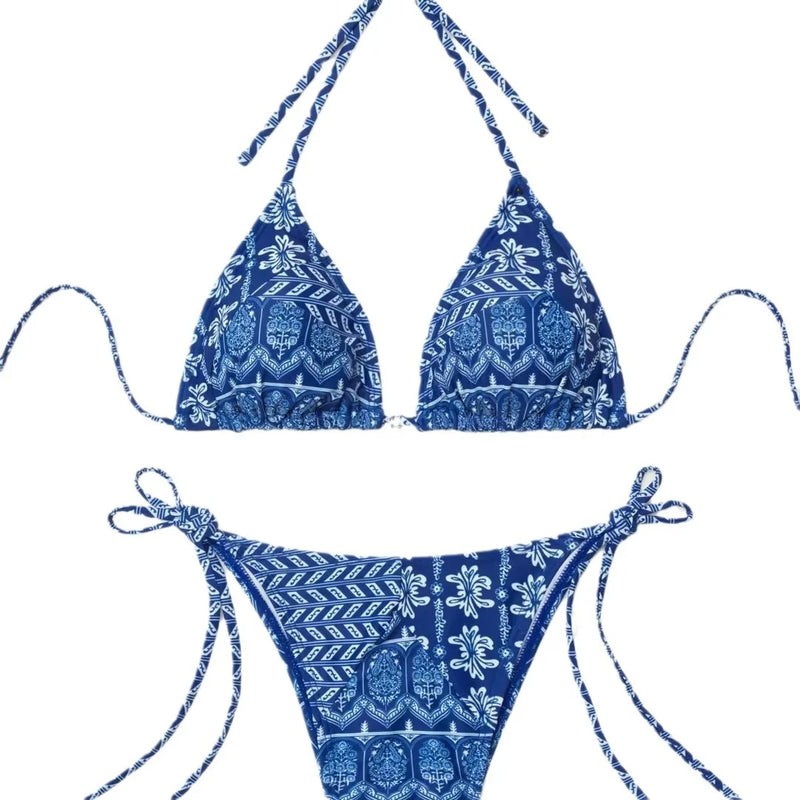 Women's Two Piece Bikini Set 2025, Sexy Triangle Push Up Swimsuit, Floral Print Bathing Suit, Beach Swimwear