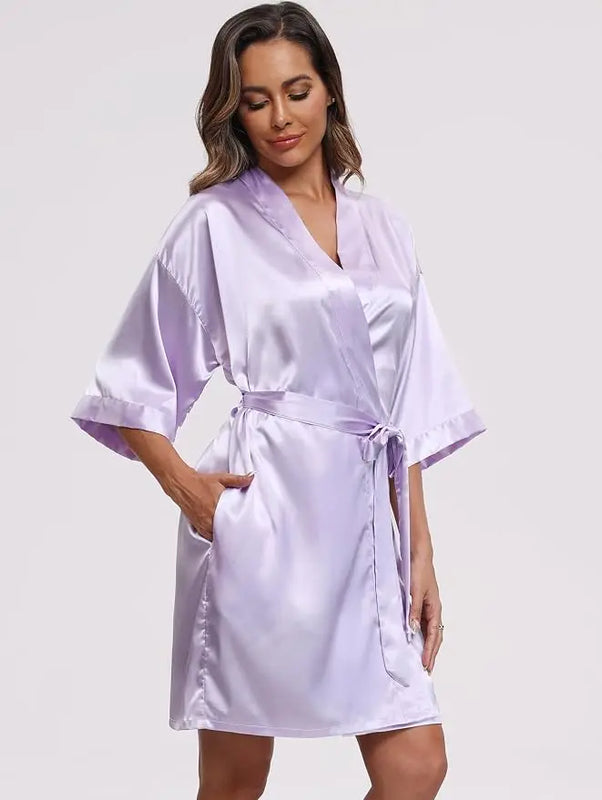 Women's Pure Short Silky Robes Bridesmaid Bride Party | SAMAG