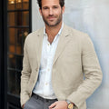 Men's Blazer Jacket Linen Tuxedo Single - Breasted Summer Casual Groomsmen For Wedding Pocket Clothes Office - View 9 | SAMAG