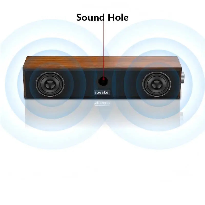 6W Wired & Bluetooth Soundbar E3090 Home Desktop Computer Speakers Dual-Speaker System Subwoofer Sound Hole USB Port 3.5mm Audio