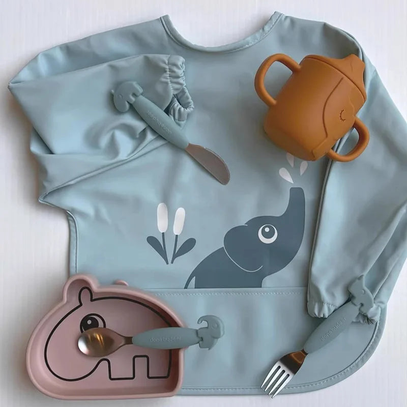 Cute Baby Bibs Waterproof Oil Proof Apron New Double Buckle Washcloth Feeding Bib Soft Burp Cloth For Boy Girl Bandana Bibs