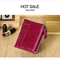 CONTACT'S Fashion Genuine Leather Women Wallet Bifold Card Holder Coin Purse Small Women's Purse Money Clip Men Pocket Wallets