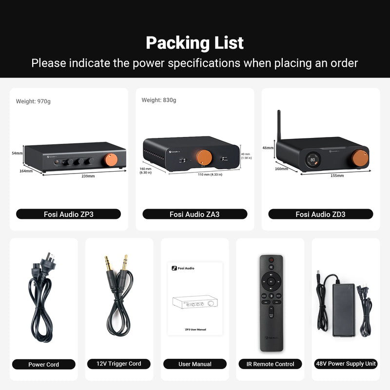 Fosi Audio ZP3 Preamplifier with 3-in/3-out XLR/RCA/SUB OUT HiFi Preamp with HPF High Pass Filter Tone Control