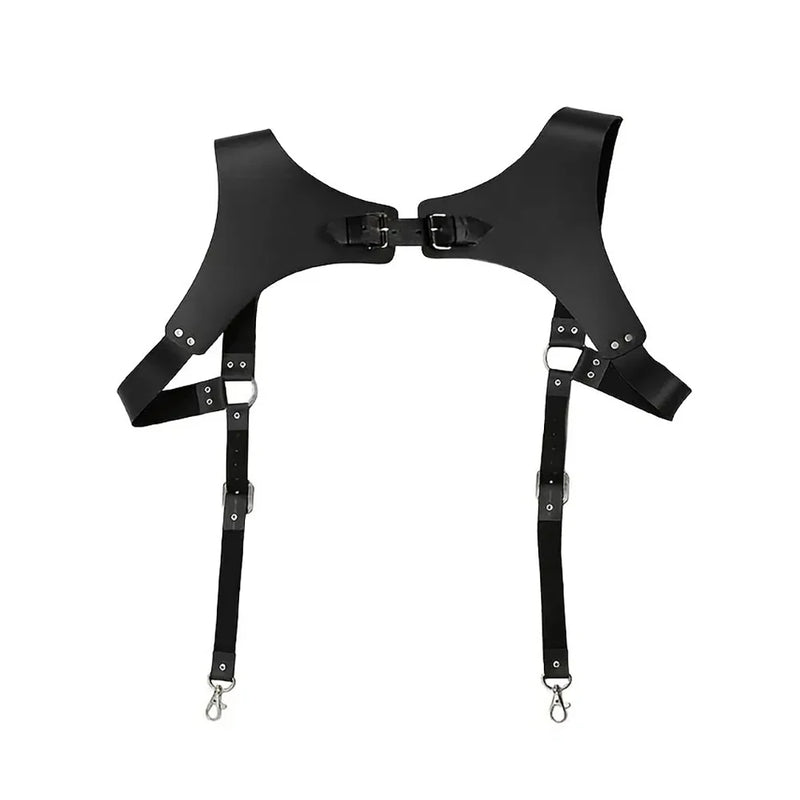 Fashion Men Knight Brown PU Leather Suspenders Fashion Suit Shirt Suspenders Belt for Party Club Costume Men Gifts