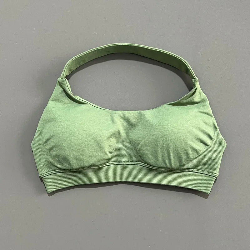 Sports Bra Women Seamless Yoga Halter Bra Top High Support Open Back Bra Fitness Push-up Activewear Workout Gym Underwear