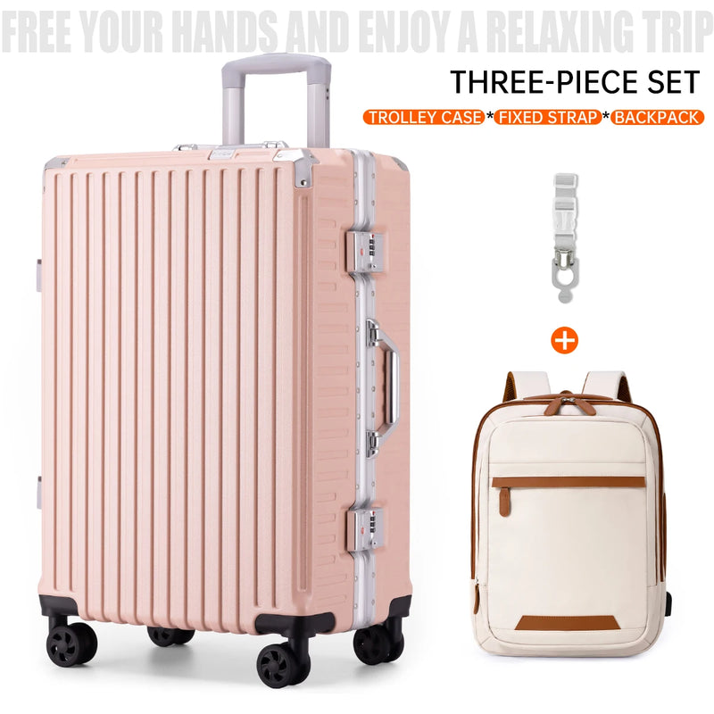 Trolley Luggage 20 24 26 28" Aluminum Frame Rolling Luggage Case USB Travel Suitcase on Wheels Combination Lock Carry on Luggage