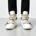Chinese Style Comic Print High-Top Sneakers for Men, 2026 Autumn New Versatile Thick-Soled Sports Casual Shoes, Trendy White Shoes with Unique Design, Lightweight Skateboard Shoes for Young Men