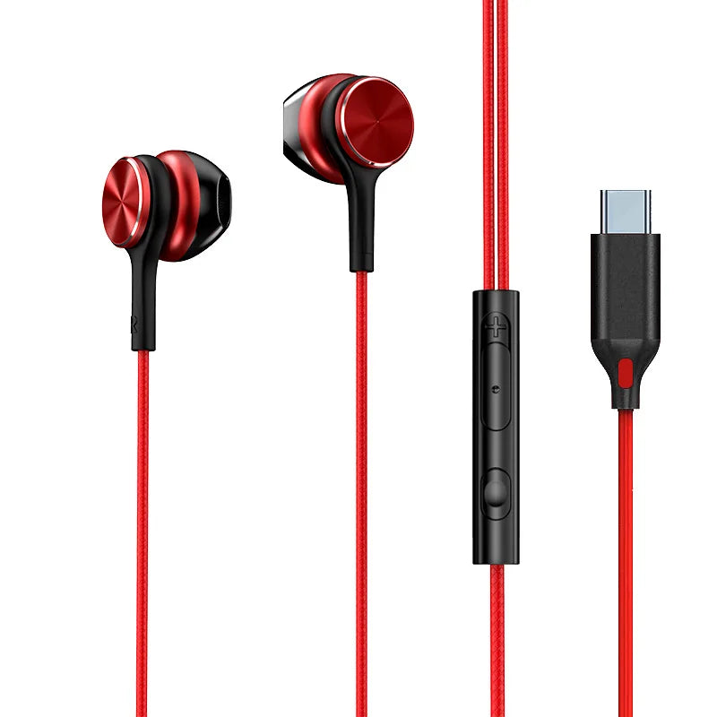Type C Wired Headphones HiFi Stereo Volume Control Headset With HD Mic 3.5mm Earphones For Samsung Galaxy  iPhone 17 16 Earbud