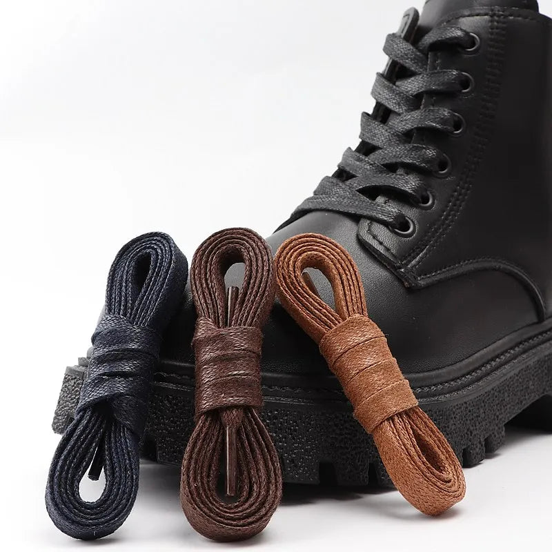 1Pair Waxed Cotton Shoelaces Waterproof Leather Shoelace Sneakers Boots Flat Laces for Shoes Accessories 70/90/120/150cm