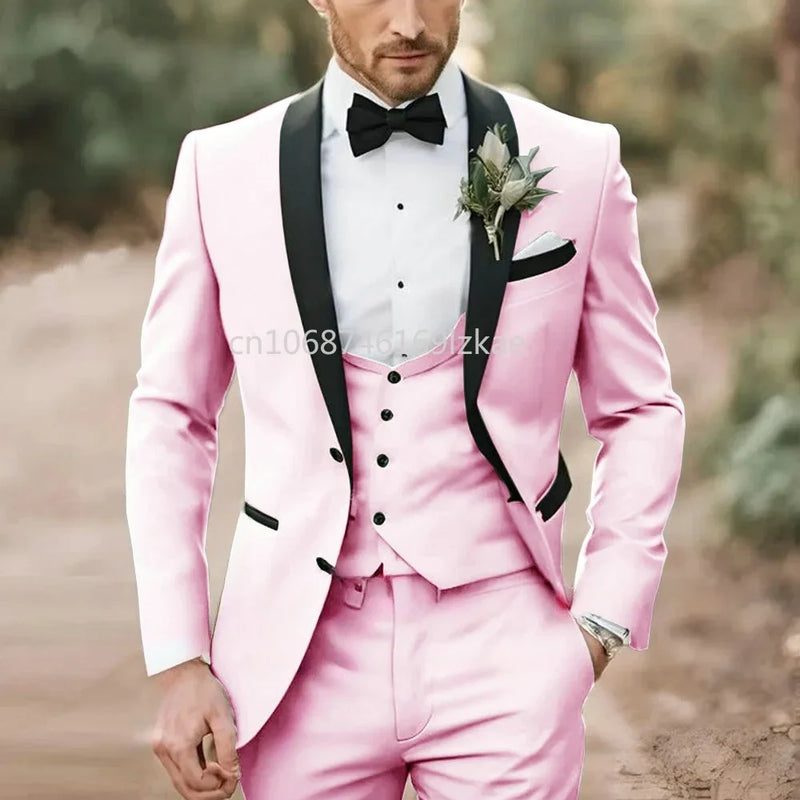 Elegant Light Green Formal Wedding Men Suit Groom Tuxedo Prom Slim Fit Blazer Hombre High Quality Custom 3 Piece Costume Homme