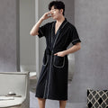 Big Yards L - 4XL Pajamas Mens Soft Cotton Knited Robes Sexy V-Neck Short Sleeve Bathrobe Male Solid Color Nightgown Lounge