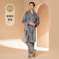 Flannel Couple Robe And Pant Set Warm Autumn Winter Thick Coral Fleece Pajamas Women's Bathrobe Men's Sleepwear Loose Home Cloth