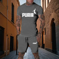 Summer fashion men's two - piece set casual sports printed short sleeved T - shirt+shorts fitness sportswear | SAMAG