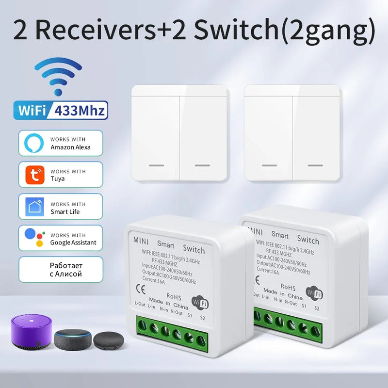 Wifi Smart Switch for Led Lighting Tuya Smart Life RF 433MHz Remote Voice Control Alexa Google Alice 1/2/3 Gang Wireless Switch