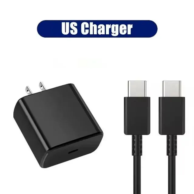 PD 45W 5A Super Fast Charger for Samsung S21 S22 S23 S24 Plus Note20 Ultra A34 A53 A54 A55 A71 A73 USB-C Quick Charging Cable 2m