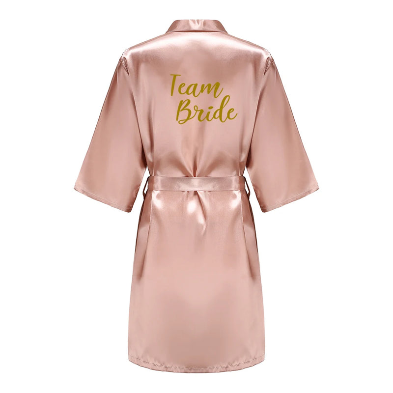 Rose Gold Kimono Satin Women Bathrobe Wedding Sister | SAMAG