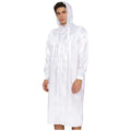 Men Satiny Gothic Victorian Nightgown Robe with Hat Set Lace Trim Long Sleeve Sleep Dress And Lace-up Bonnet for Pajamas Party