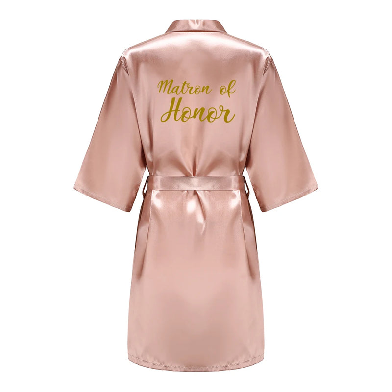 Rose Gold Kimono Satin Women Bathrobe Wedding Sister | SAMAG