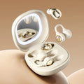 Bluetooth Headphones with Makeup Mirror Case, 48H Audífonos AI Noise Reduction, Open-Ear Earphones for Sports & Sleep