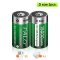 PALO 1-6PCS 1.5V D Size 15000mWh Lithium Rechargeable Battery D Type USB Li-ion Batteries LR20 Battery with Type C USB Cable