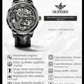 OUPINKE 3173 Fully Transparent Hollowed Automatic Mechanical Watches for Man Luxury Original Leather Strap Waterproof Mens Watch