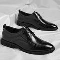 Mens Brown Genuine Leather Oxford Shoes Lace Up Formal Dress Shoes Comfortable Non Slip Outsole For Business Office Wedding