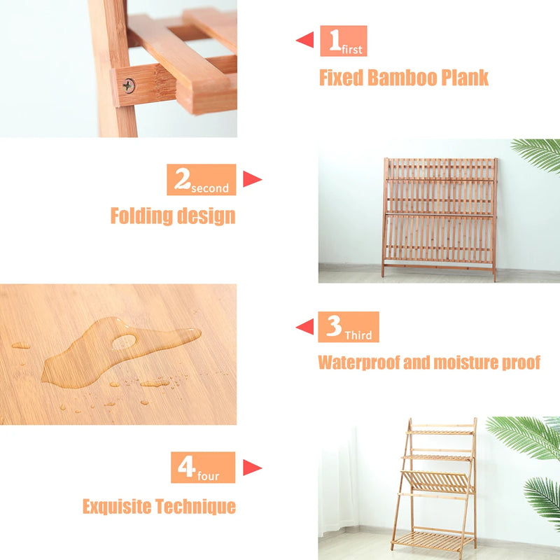 3 Tier Bamboo Flower Plant Pot Shelf Stand Display Ladder Garden Rack Holder Storage Indoor Outdoor