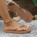 Women's Summer Casual Solid Colour Lightweight Comfortable Non-Slip Bathroom Beach Pool EVA Round Head Flat Bottom Flip-Flops