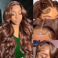 200 Density 30 38Inch Chocolate Brown Body Wave Human Hair Wigs Brazilian 13x6 HD Lace Frontal Wigs #4 Color 13x4 Lace Front Wig