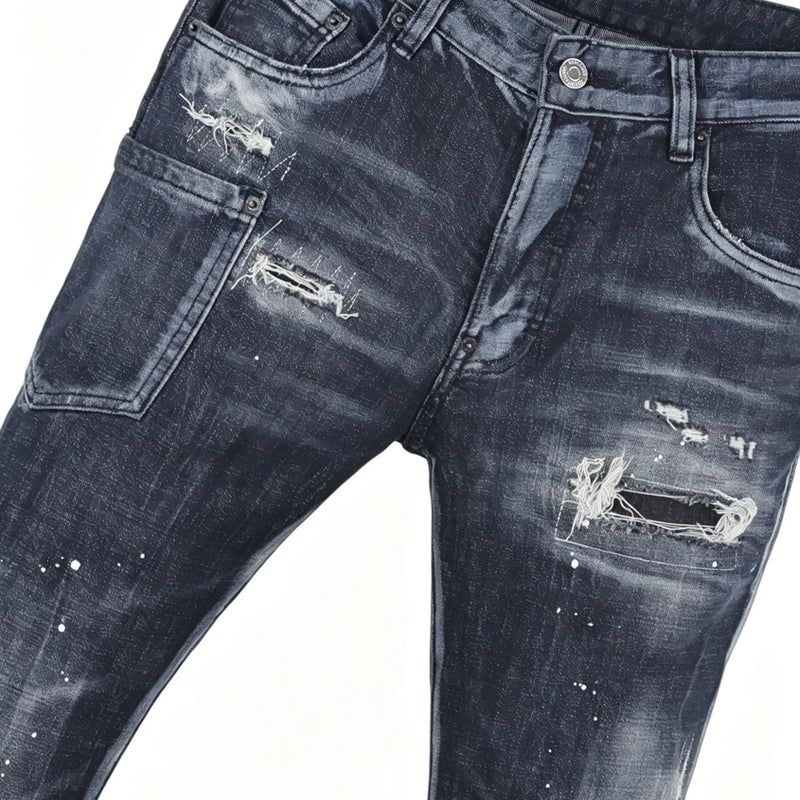 6060 Four Seasons New Men's Washed Ripped Patch Old | SAMAG