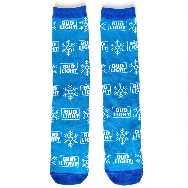 2025 New Men Christmas Socks New Year Funny Snowflake Beer Santa Claus Elk Snow Cotton Happy Socks Men Cartoon Women Sokken