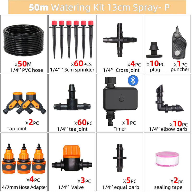 13cm 8-Hole Sprinkler Drip System 1/4'' Hose Wifi/Bluetooth-compatible Timer Kit for Garden Pot Plant Automatic Irrigation Devic