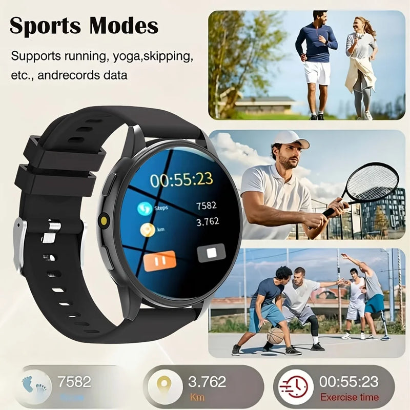 New 2026 Model, Fashionable Round Smartwatch, Full-Touch HD Screen, Wireless Calling, Multiple Sports Modes, Music Control