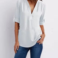 Women Cool Loose Shirt Deep V Neck Chiffon Fashion Blouse - View 7 | SAMAG