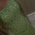Mila Customized Green A-line Pleats Square Collar Prom | SAMAG