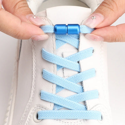 Flat Shoe Laces Without Ties Colored Matte Metal Lock for Men & Women