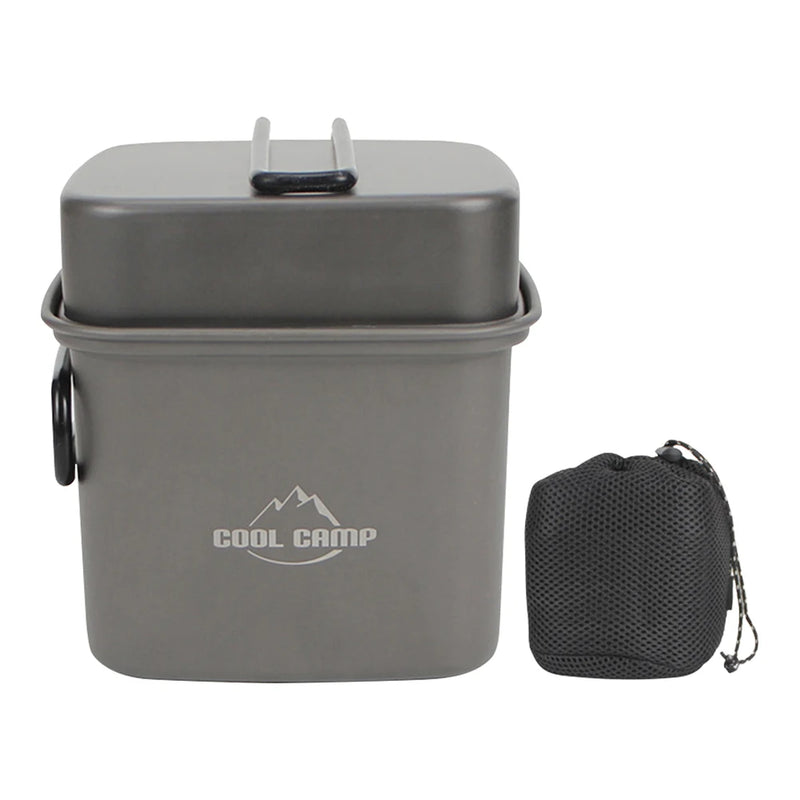 2 In 1 Folding Frying Pan Cooking Pot Aluminum Alloy Camping Cookware Set Barbecue Square Pot Pan for Fishing Hiking Riding